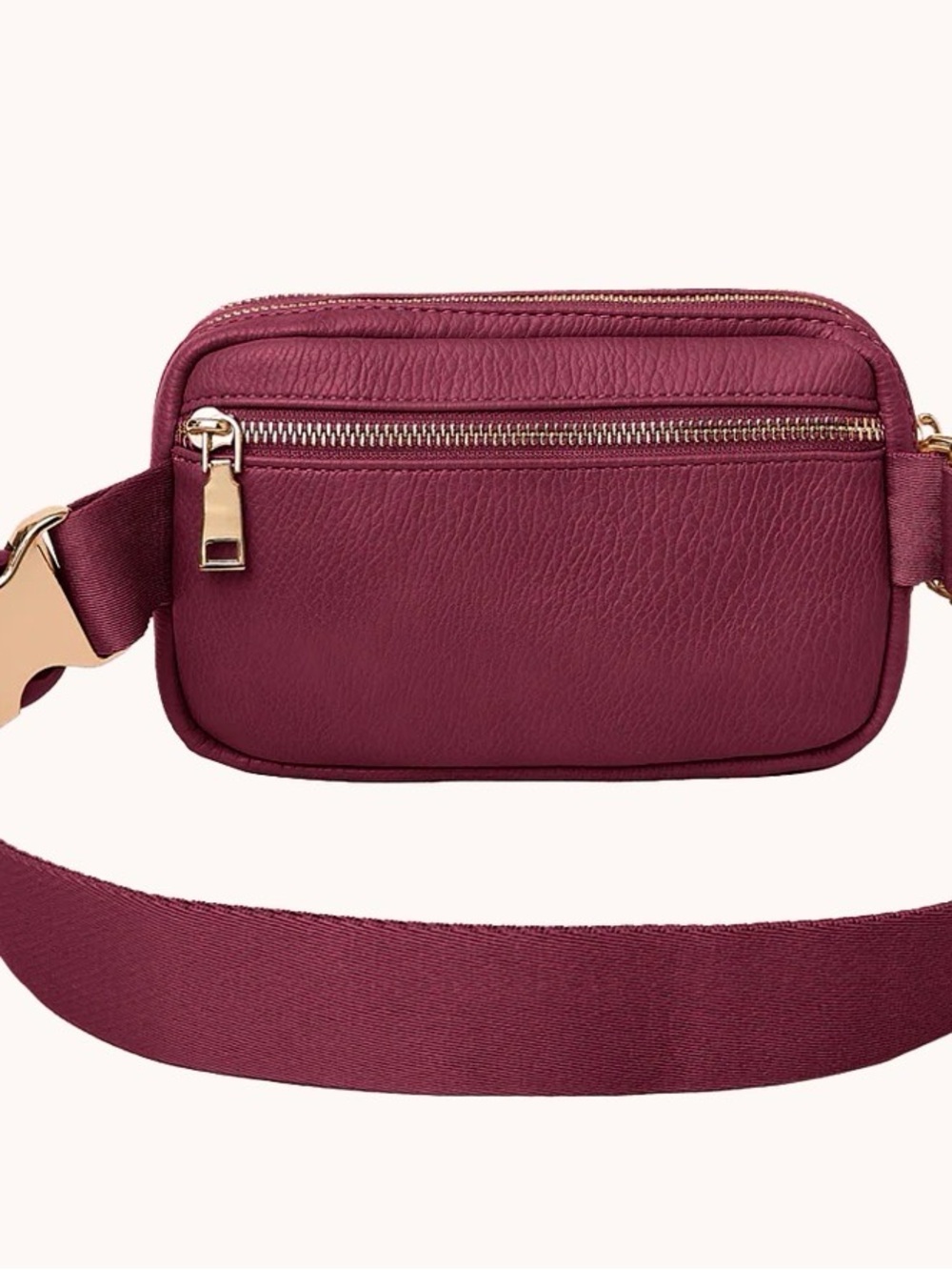 Poppy & Peonies Berry Vegan Leather Crossbody Belt Bag - Picture 3 of 3